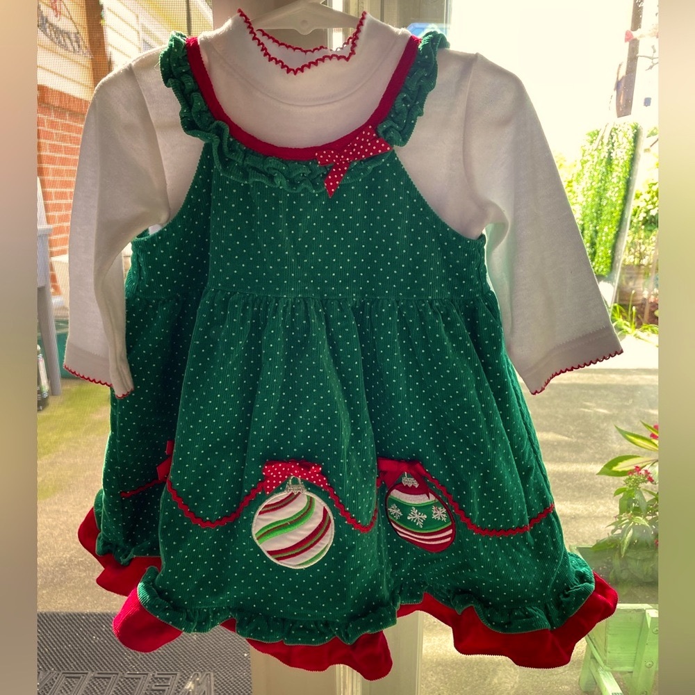 Rare Editions size 18 mos matching bodysuit & corduroy Christmas jumper